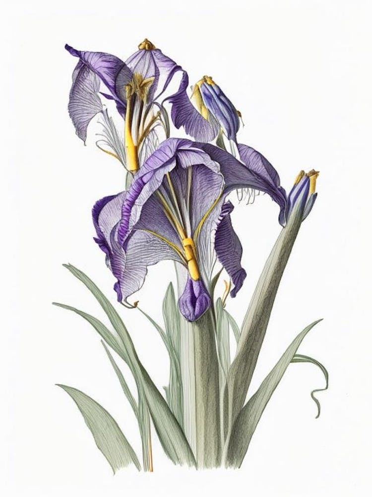 Iris Floral Quentin Blake Inspired Illustration 3 Flower