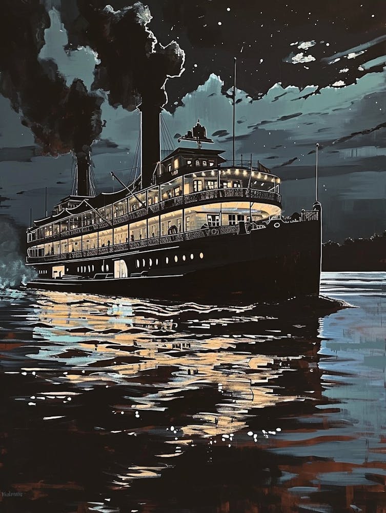 Steamboat Natchez Minimal Painting 1