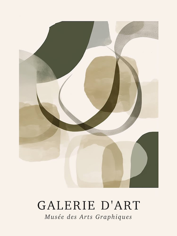 Galerie D'Art Abstract Abstract Circles Beige Green 1