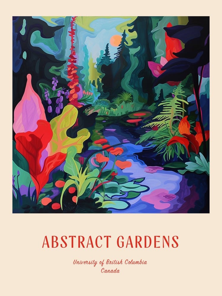 Colourful Gardens University Of British Columbia Canada 2 Red Poster
