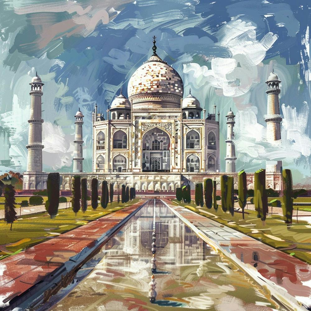 Ein Taj Mahal in Agra Expressive Pinselstriche Illustration 1719953822 1