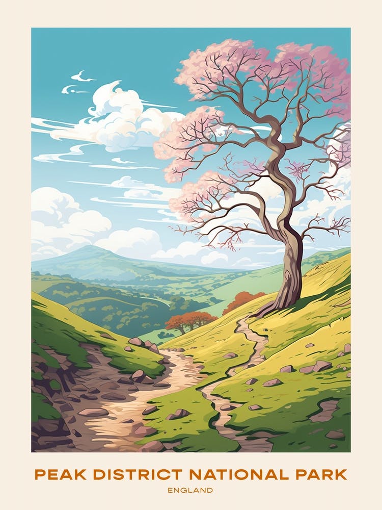 Peak District National Park England 1 Hike Poster