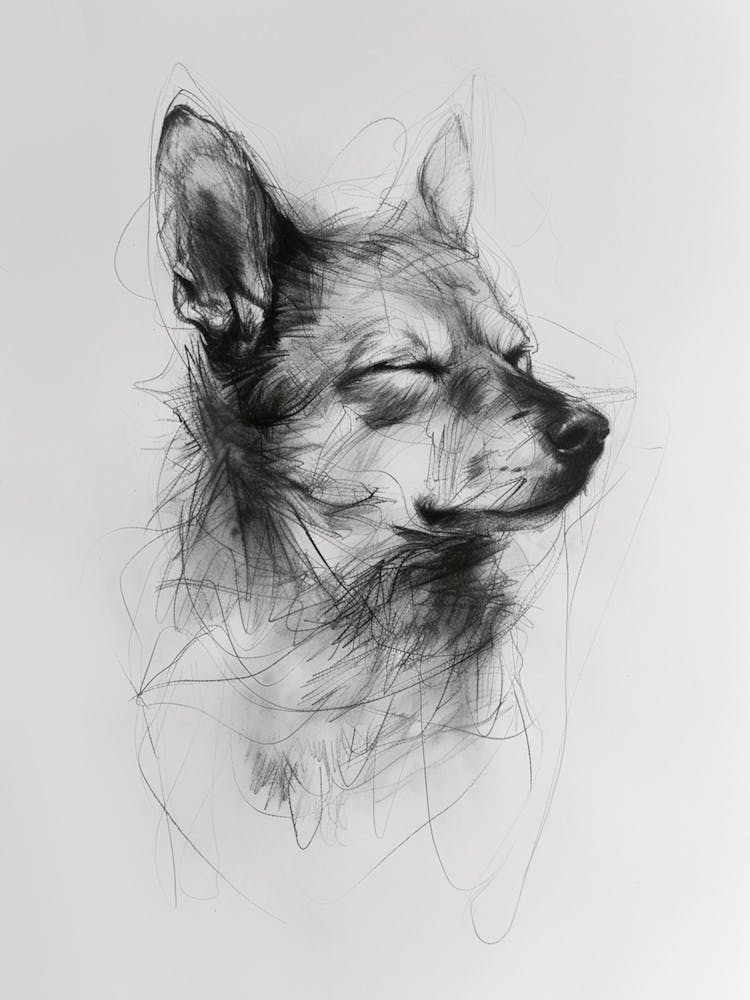 Shiba Inu Dog Charcoal Line 4