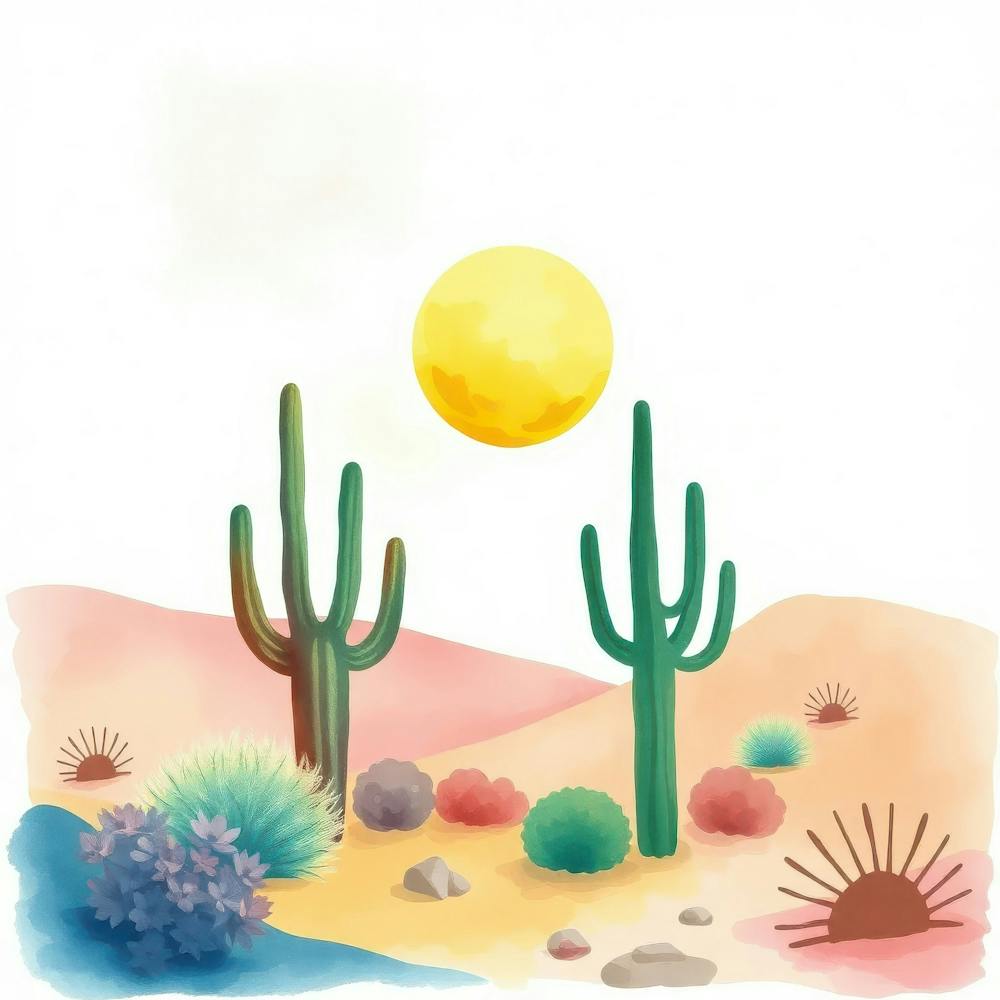 Watercolor Desert Landscape