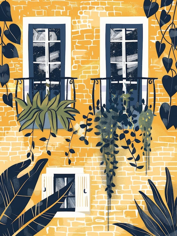 Yellow House With Plants