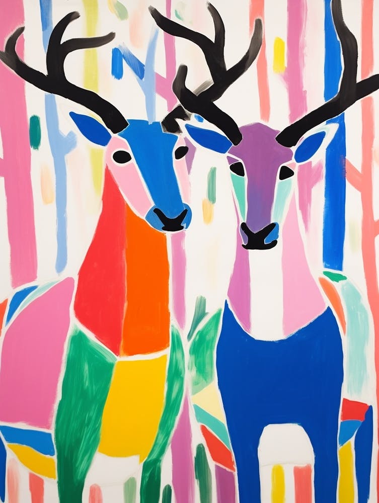 Colourful Kids Animal Art Elk