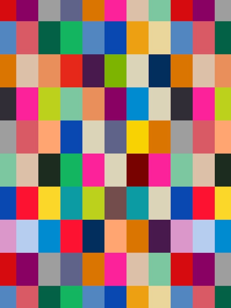 COLOURS OF THE EAST Bright Geometric Multi-Colored Checkerboard Grid Mosaic
