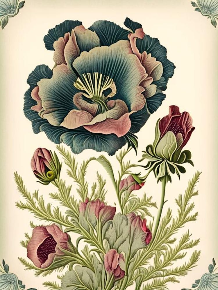 Eustoma 2 Floral Botanical Vintage Poster Flower
