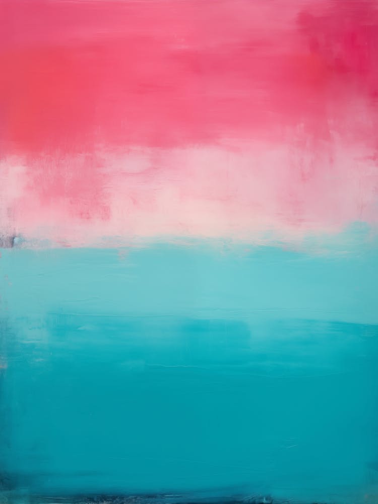 Abstract Painting In Teal And Pink