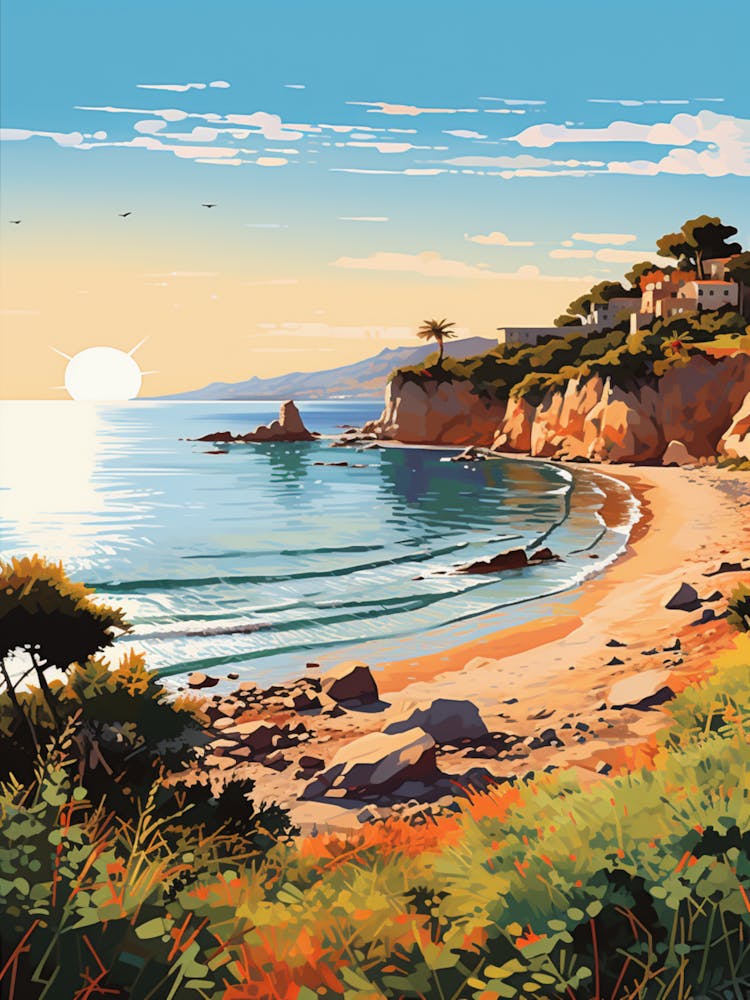 A Painting Of Cala Macarella Beach Menorca Spain 3