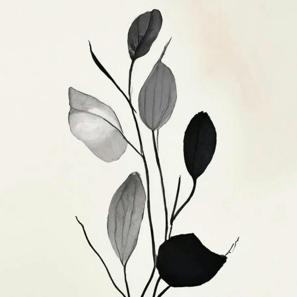 Black And White Leaves