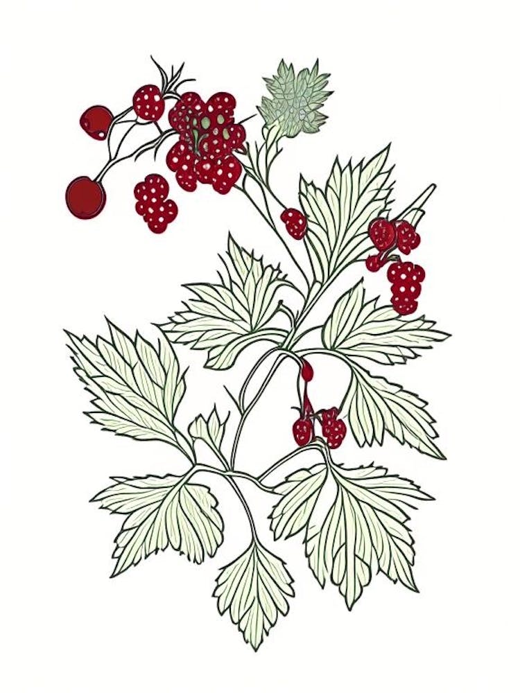 Schisandra Herb William Morris Inspired Line Drawing 1