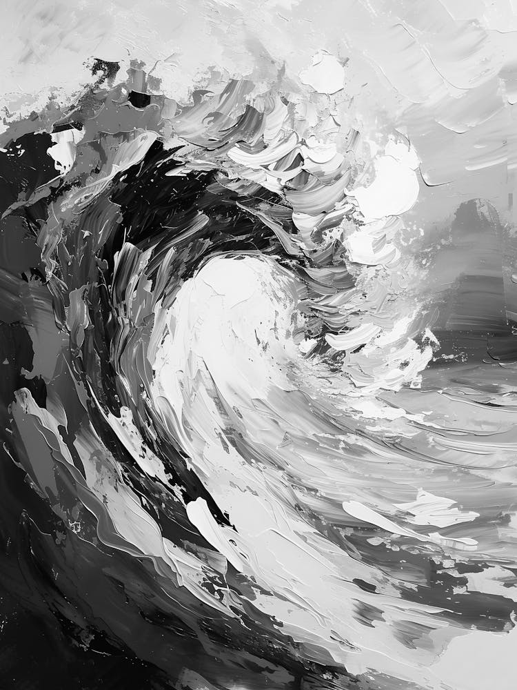 Black And White Wave Painting
