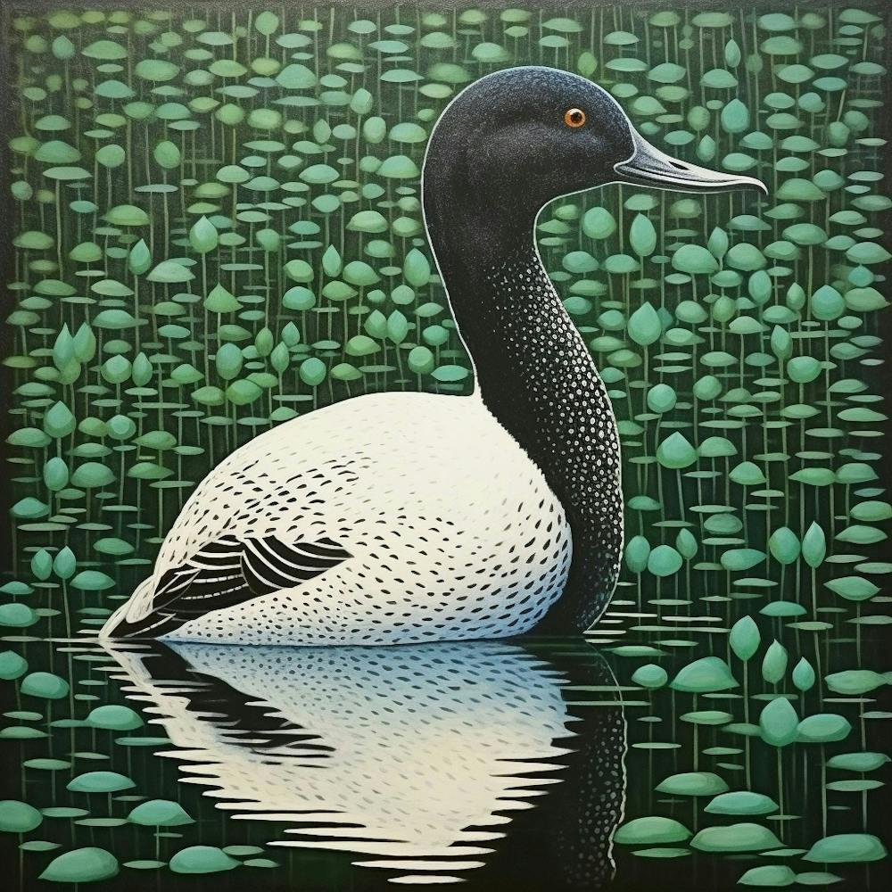Ohara Koson Inspired Bird Painting Canvasback 1 Square