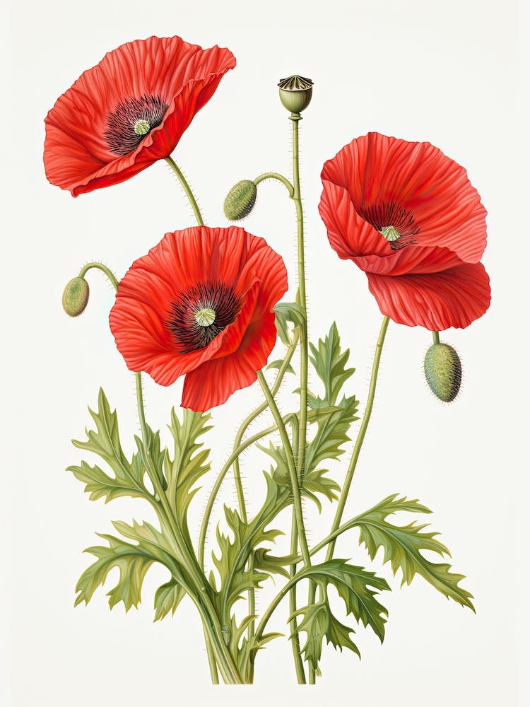 Poppies Flower Vintage Botanical 0