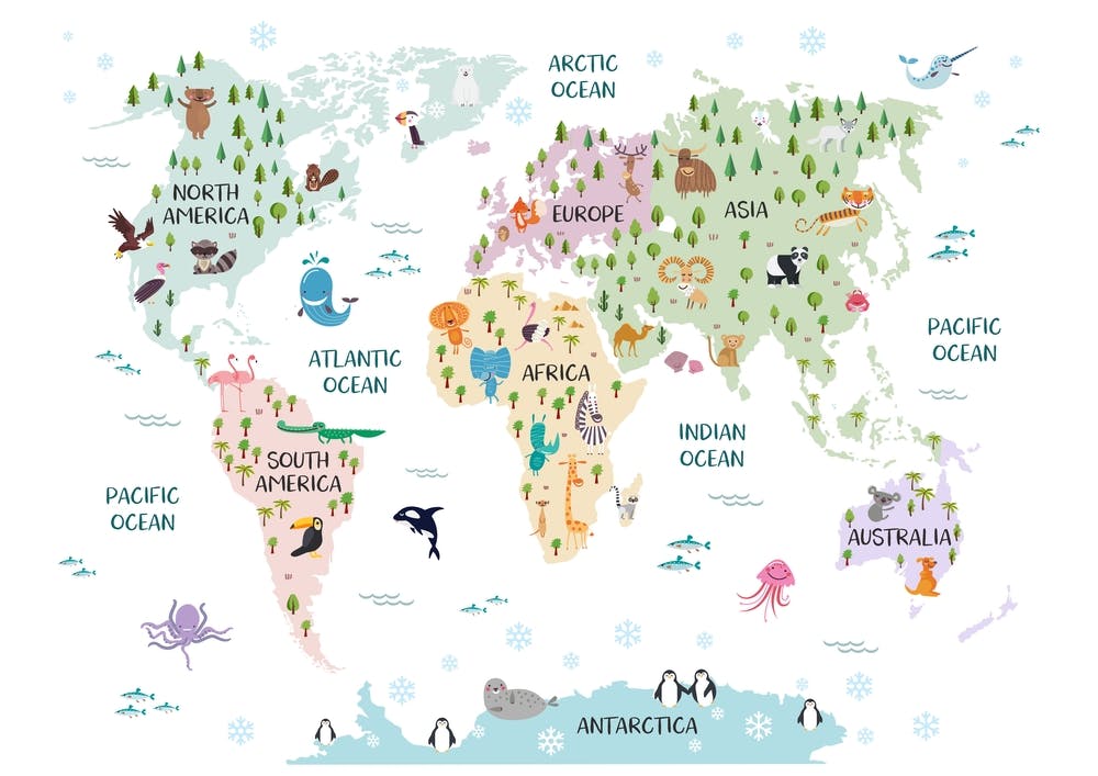 World Map In Pastels