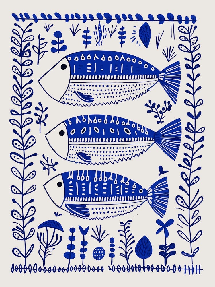 Blue Fish Coastal Wall Art