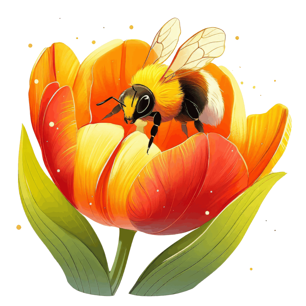 Watercolor Bumblebee on Flower 5