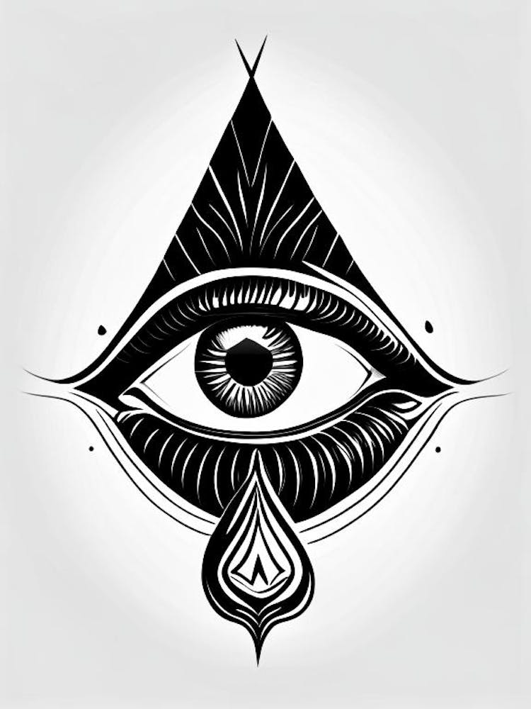 Third Eye Symbolism, Symbol, Third Eye Simple Black & White Illustration 2