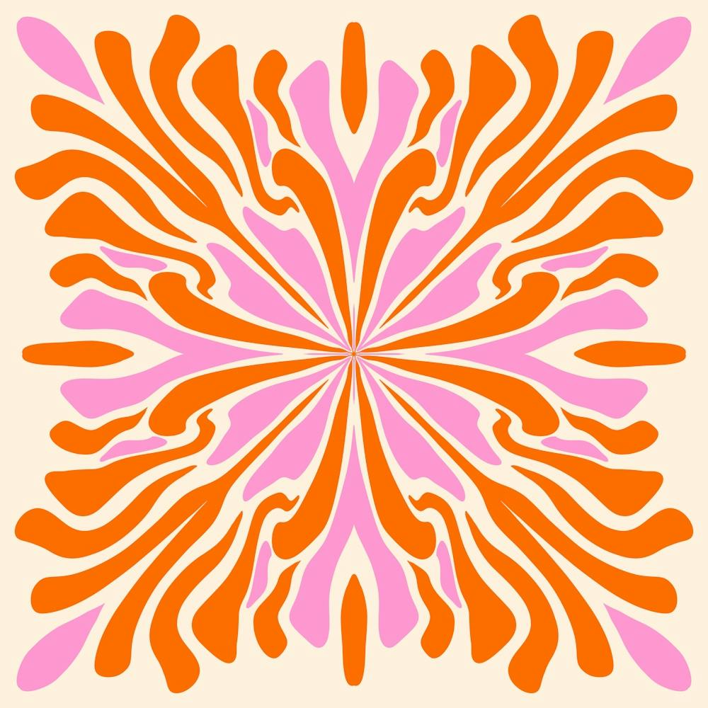 Abstract liquid petals - orange and pink