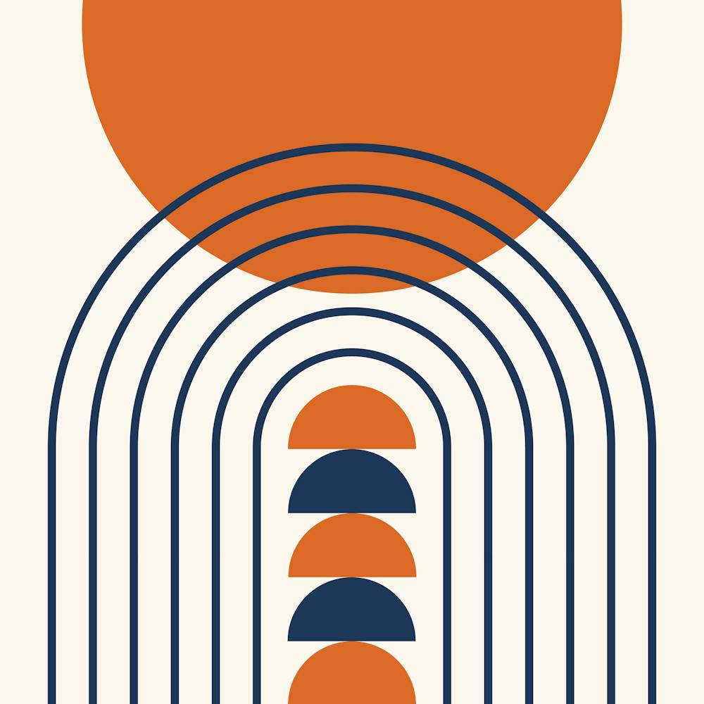Modern Mid Century Gateway Sun Rainbow 15 In Navy Blue Orange 02
