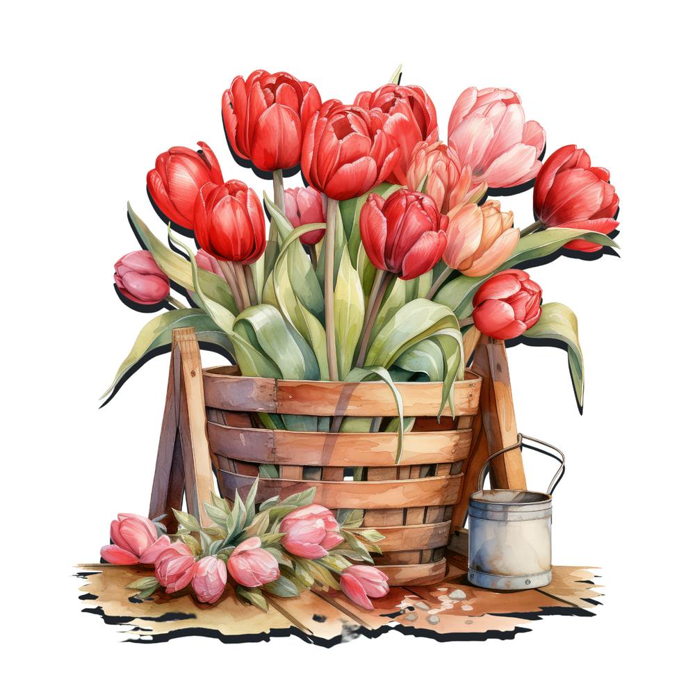 Tulip Garden Watercolor