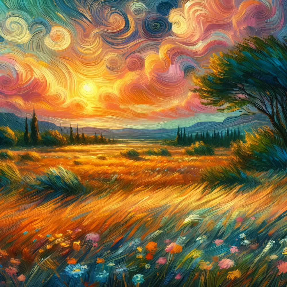 Coucher de Soleil Dans Le Champ