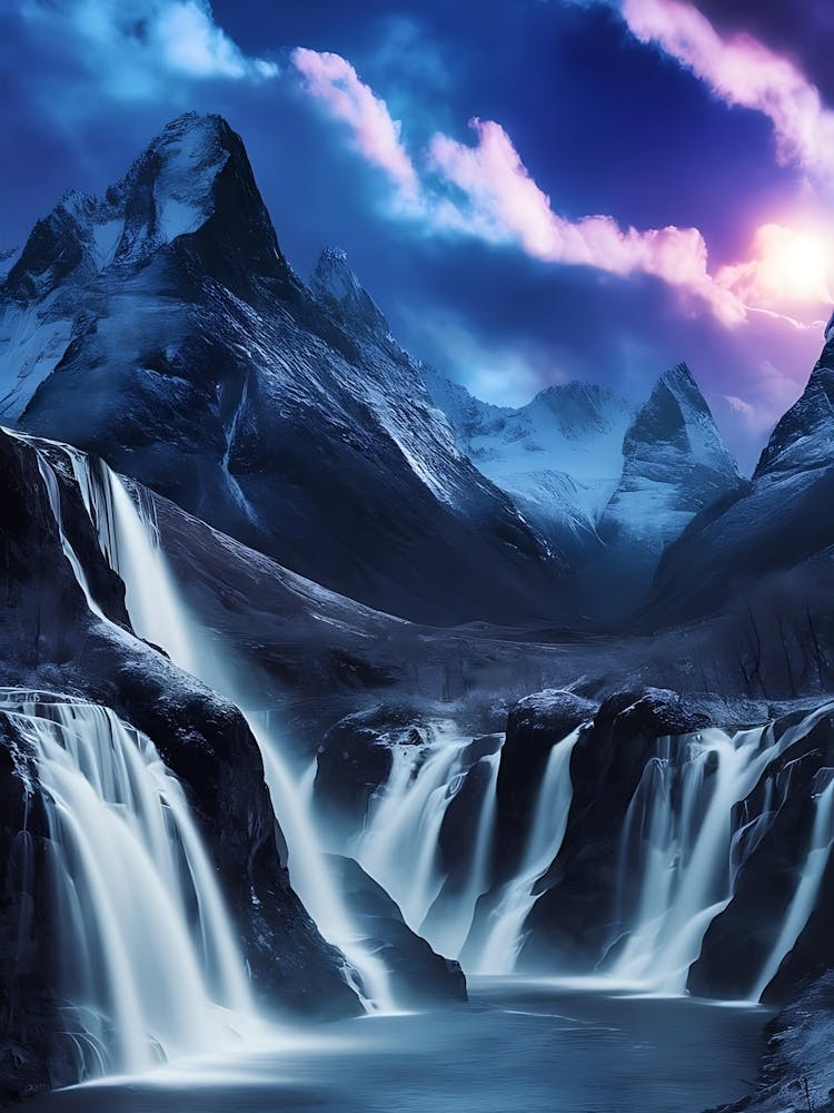 Waterfall In The Mountains 1