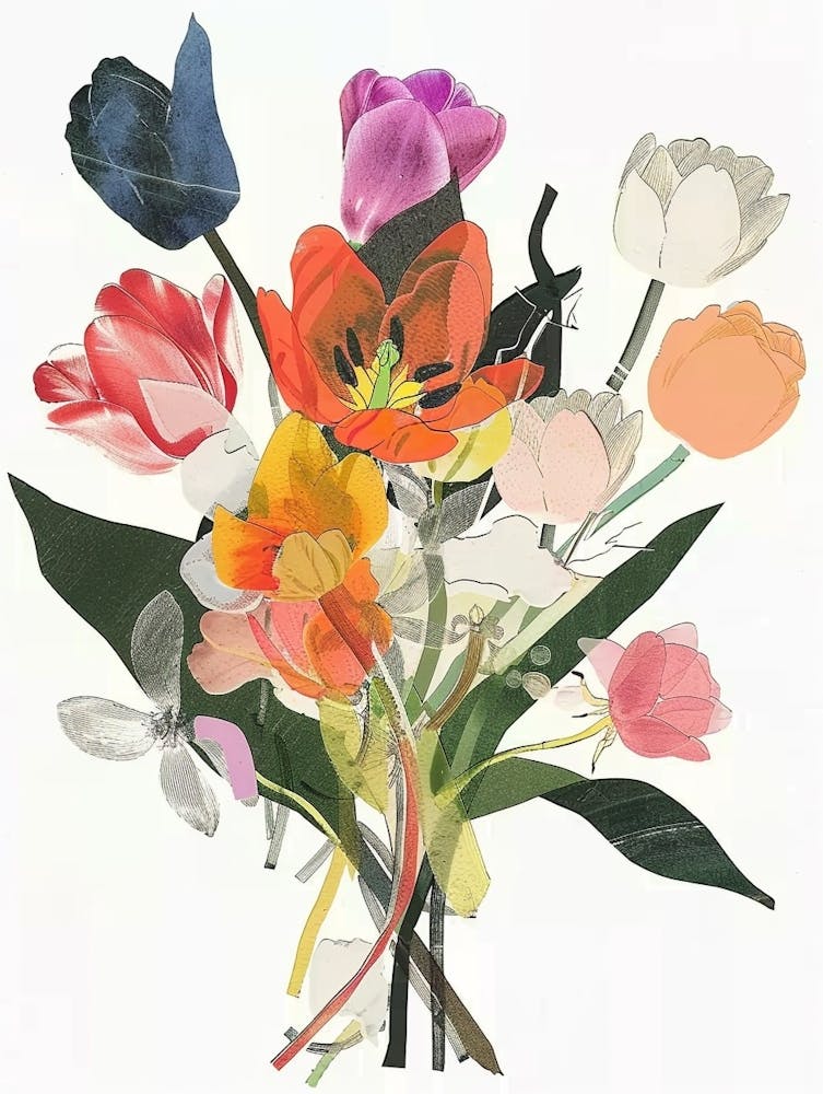 Tulip 3 Collage Flower Bouquet