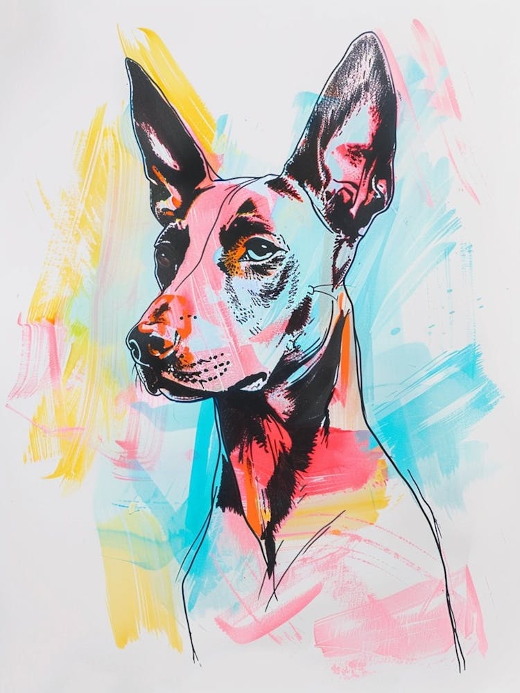 Pinscher Dog Pastel Line Painting 1