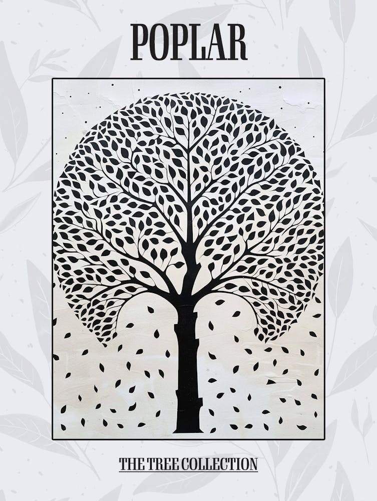 Poplar Tree Simple Geometric Nature Stencil 3 Poster