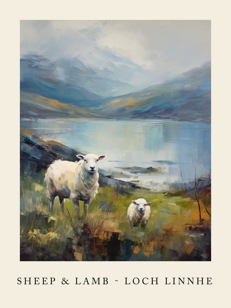 Sheep & Lamb By The Loch Linnhe 1