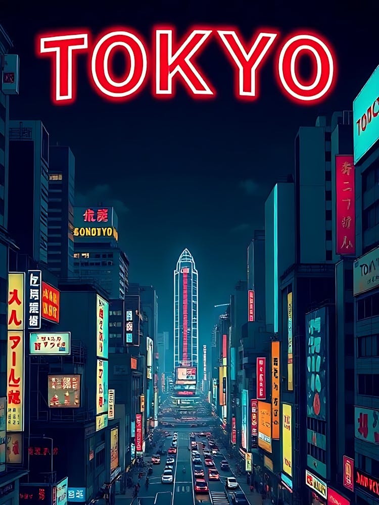 Tokyo Japan Vintage Digitales Reiseposter 14