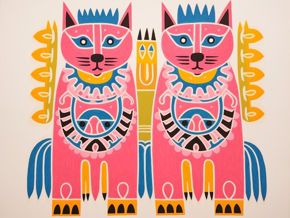 Wolf 2 Folk Style Animal Illustration
