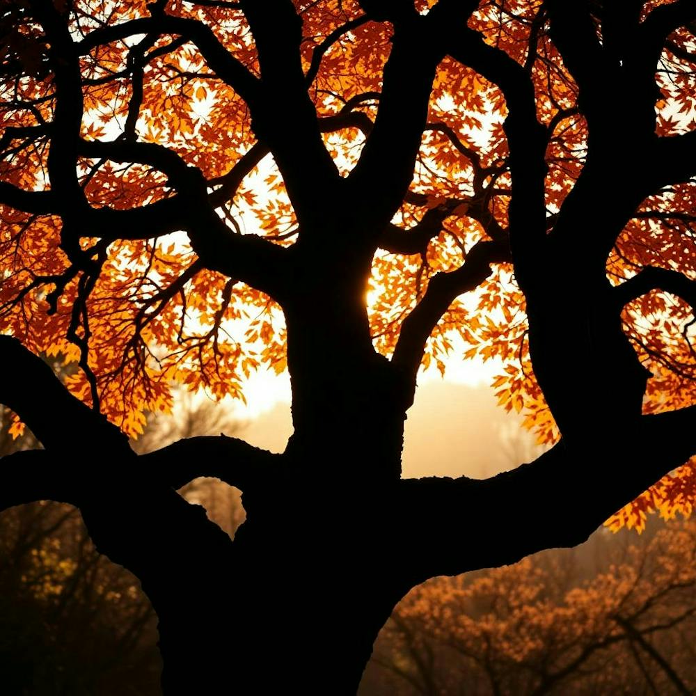 Herbstbaum-Silhouette