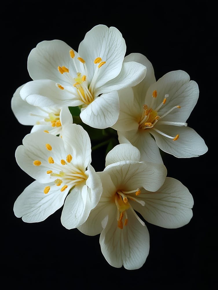 White Flowers On A Black Background 2