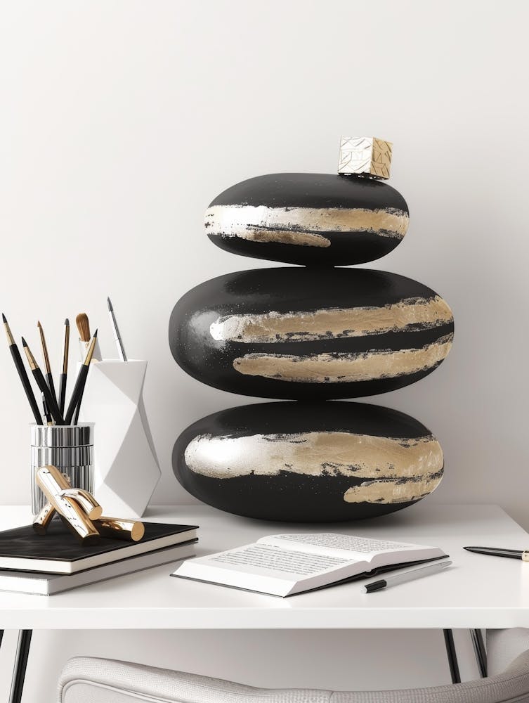 Black And Gold Stacked Stones
