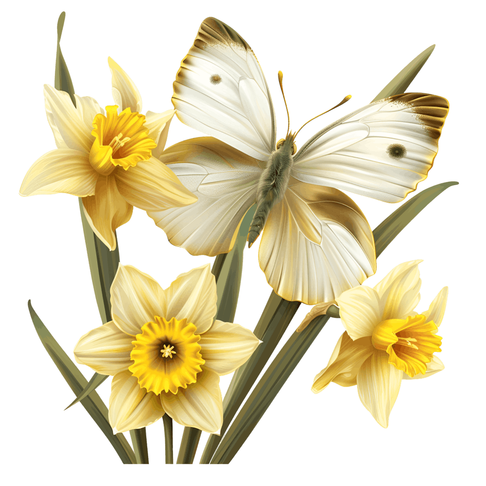 Daffodils And Butterfly 2