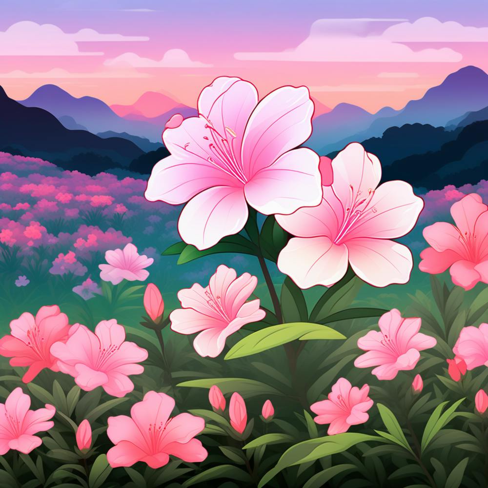 Pink Lilies In The Mountains