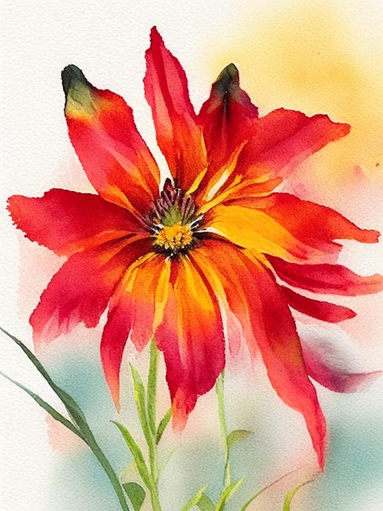 Indian Blanket Wildflower Watercolour