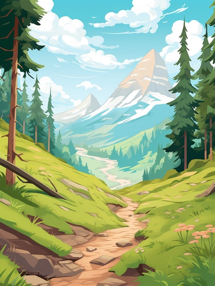 Eiger Trail Switzerland Hike Illustration