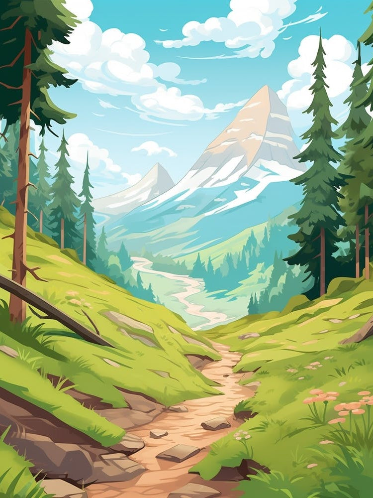 Eiger Trail Switzerland Hike Illustration