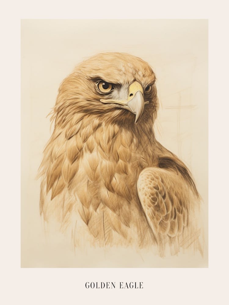 Vintage Bird Drawing Golden Eagle Poster