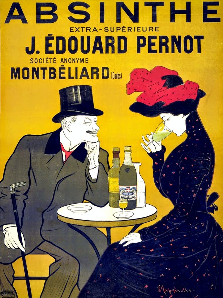 A Lady With Gentleman Drinking Champagne, Funny Vintage Advertisemens