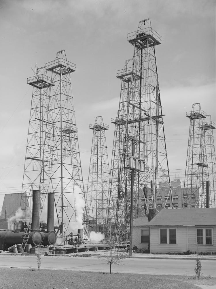 Drilling Operations And Derricks, Kilgore, Texas By Russell Lee