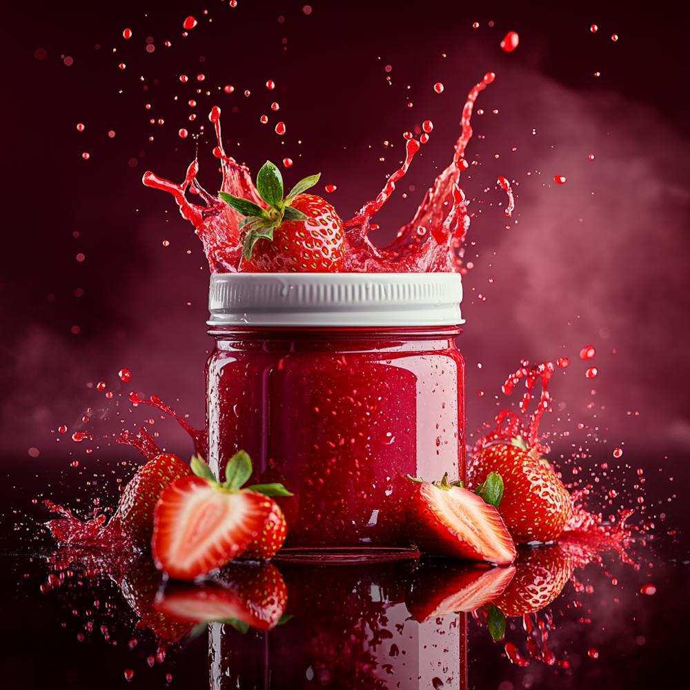 Strawberry Jam Splash On Black Background