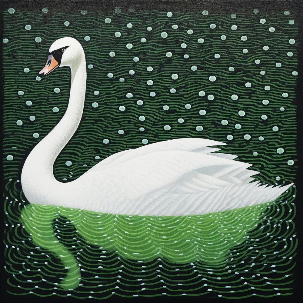 Ohara Koson Inspired Bird Painting Swan 4 Square