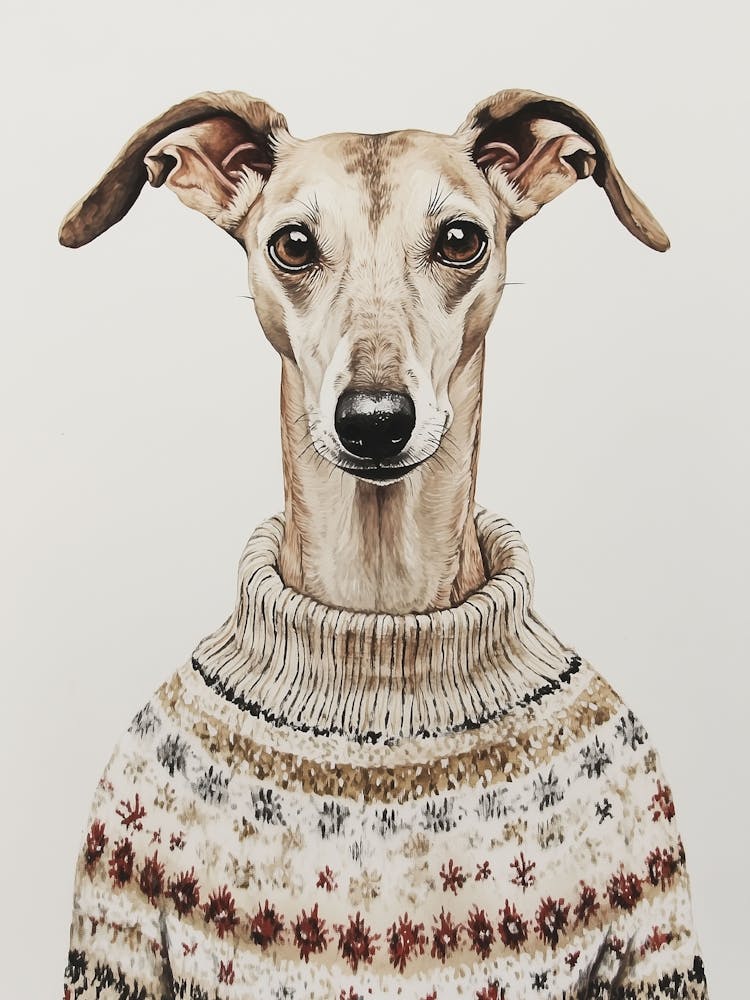 Whippet In Christmas Jumper Neutral