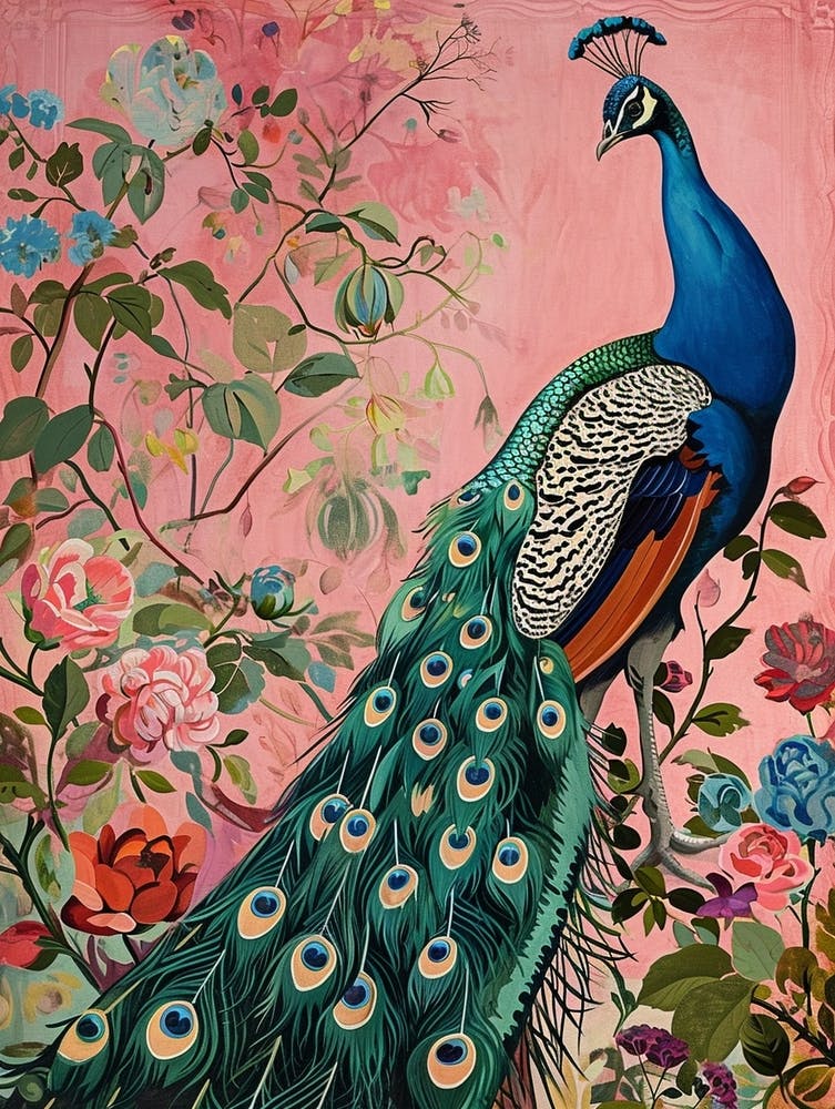 Floral Animal Painting Peacock 2