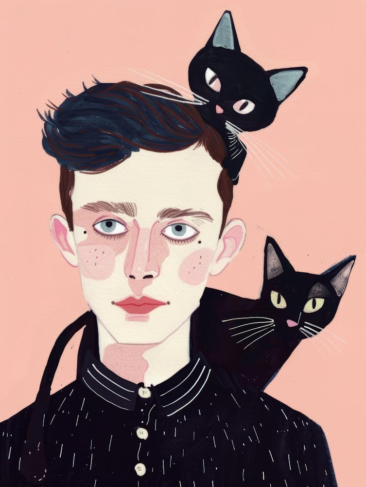 Boy And His Cats